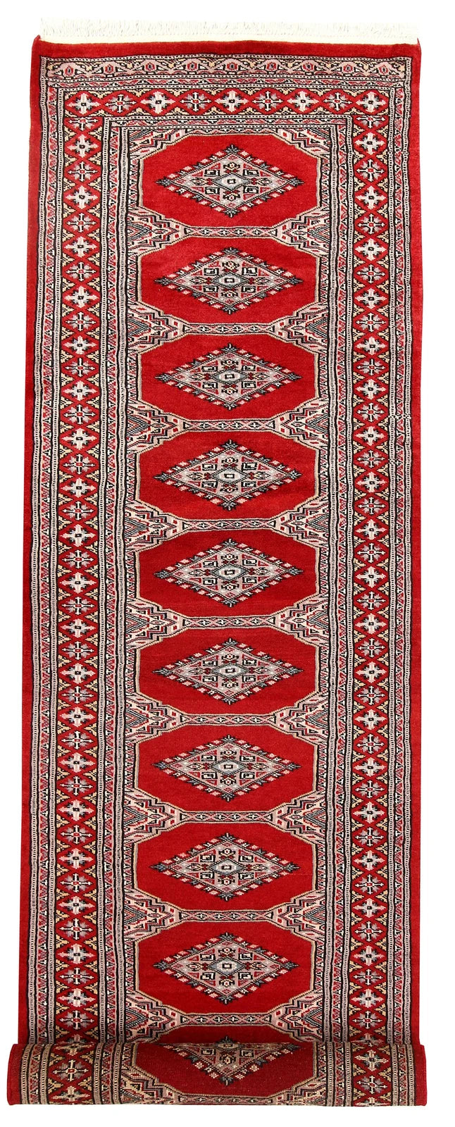 Red Pakistani Jaldar Rug 2' 4" x 9' 2" Hand-Knotted | No. QA88992