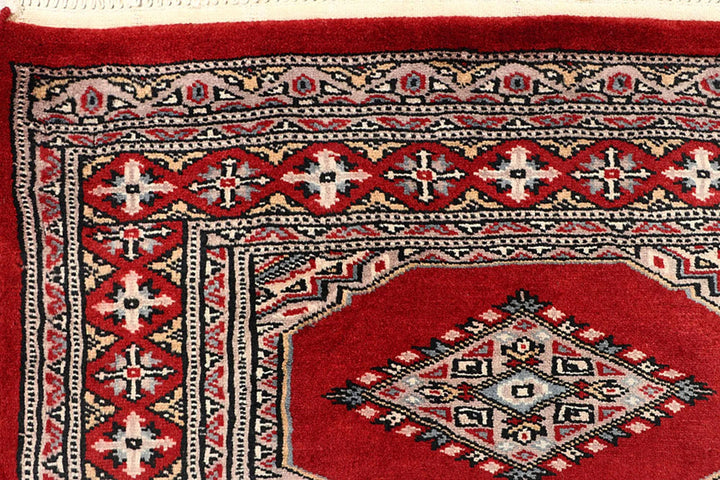 Red Pakistani Jaldar Rug 2' 4" x 9' 2" Hand-Knotted | No. QA88992
