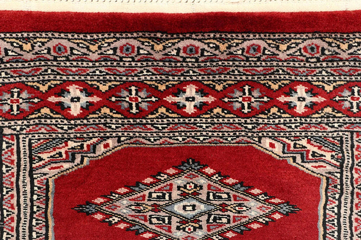 Red Pakistani Jaldar Rug 2' 4" x 9' 2" Hand-Knotted | No. QA88992