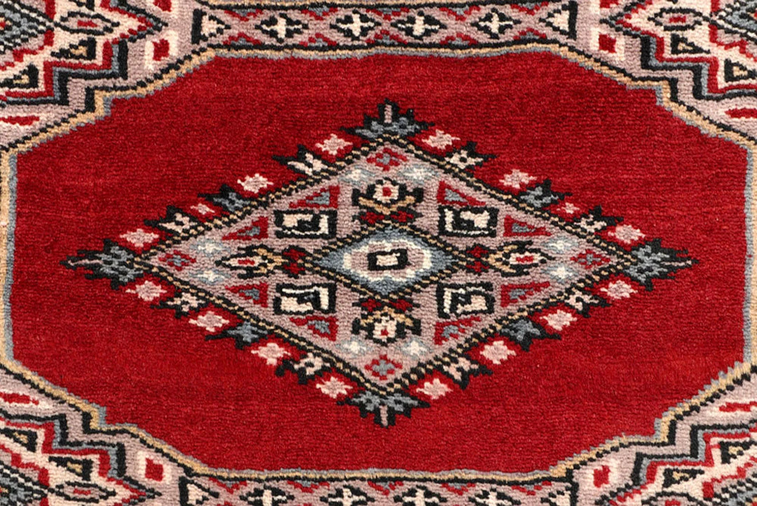 Red Pakistani Jaldar Rug 2' 4" x 9' 2" Hand-Knotted | No. QA88992