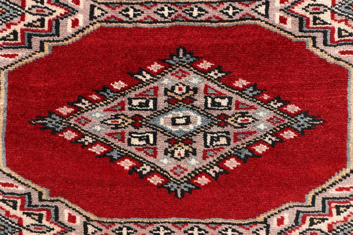 Red Pakistani Jaldar Rug 2' 4" x 9' 2" Hand-Knotted | No. QA88992