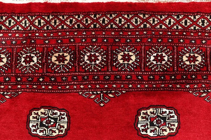 Red Pakistani Bokhara Rug 6' x 9'1" Hand-Knotted | No. QA89107