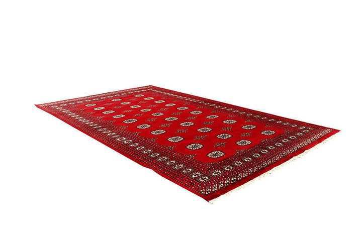 Red Pakistani Bokhara Rug 6' x 9'1" Hand-Knotted | No. QA89107