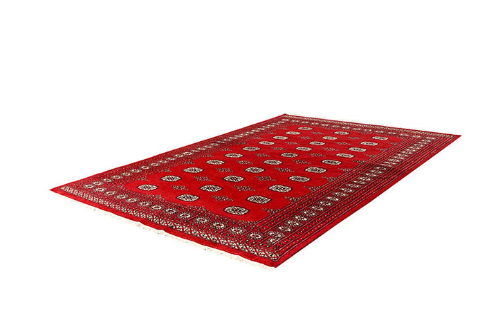 Red Pakistani Bokhara Rug 6' x 9'1" Hand-Knotted | No. QA89107