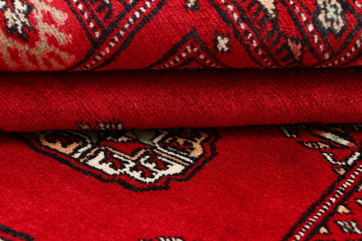 Red Pakistani Bokhara Rug 4' x 6'3" Hand-Knotted | No. QA89108