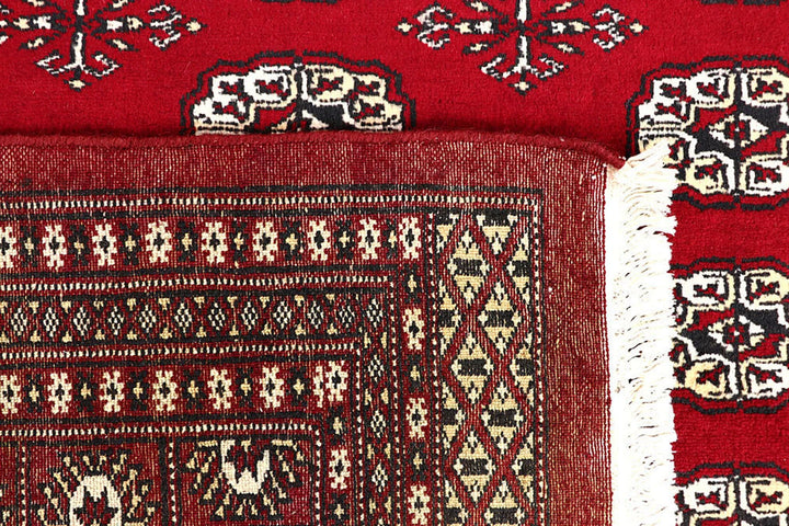 Red Pakistani Bokhara Rug 6' 2" x 8' 10" Hand-Knotted | No. QA89109