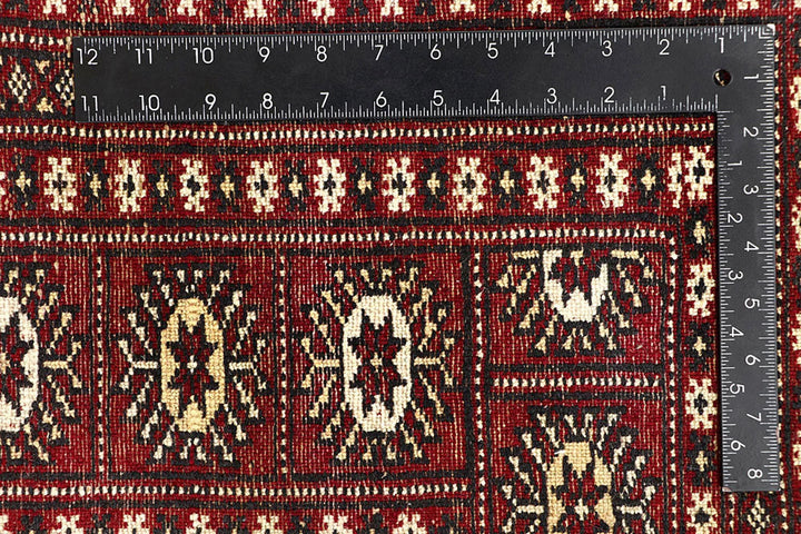 Red Pakistani Bokhara Rug 6' 2" x 8' 10" Hand-Knotted | No. QA89109