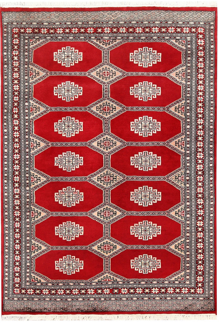 Red Jaldar Rug 4' 6" x 6' 4" Hand-Knotted | No. QA89389