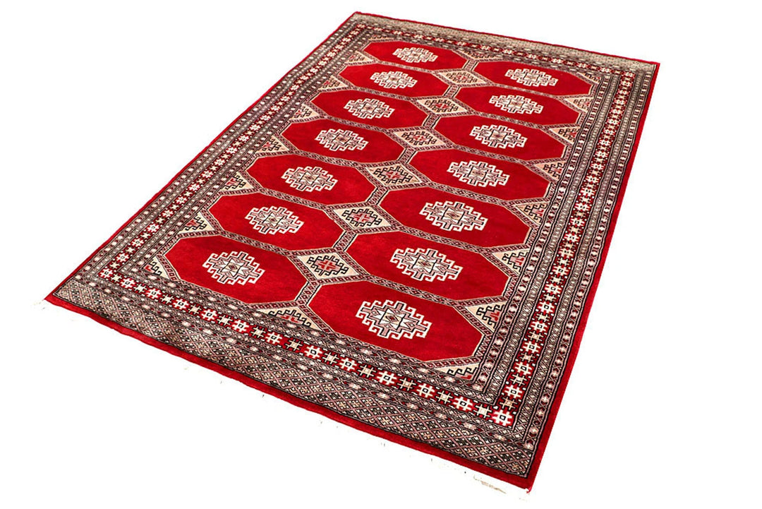 Red Jaldar Rug 4' 6" x 6' 4" Hand-Knotted | No. QA89389
