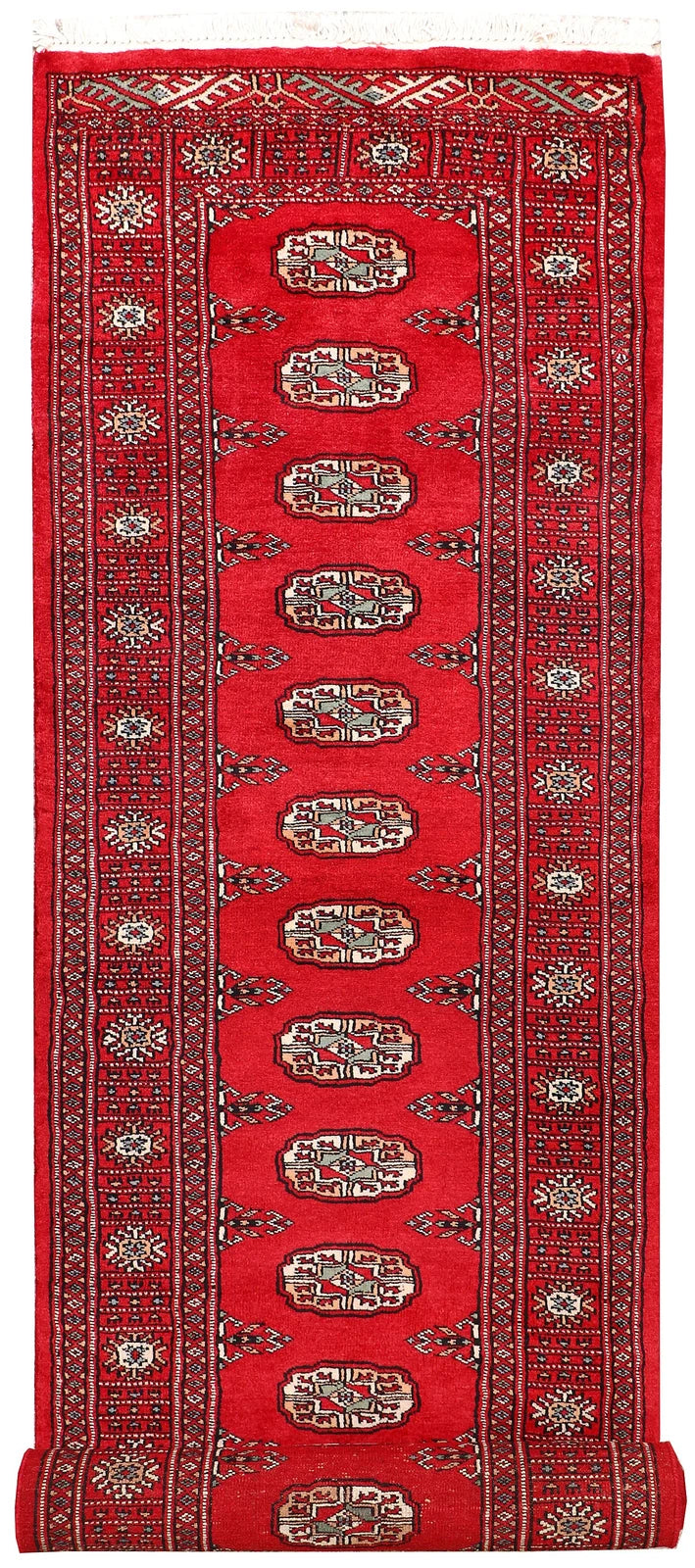Red Bokhara Rug 2' 7" x 10' " Hand-Knotted | No. QA89420