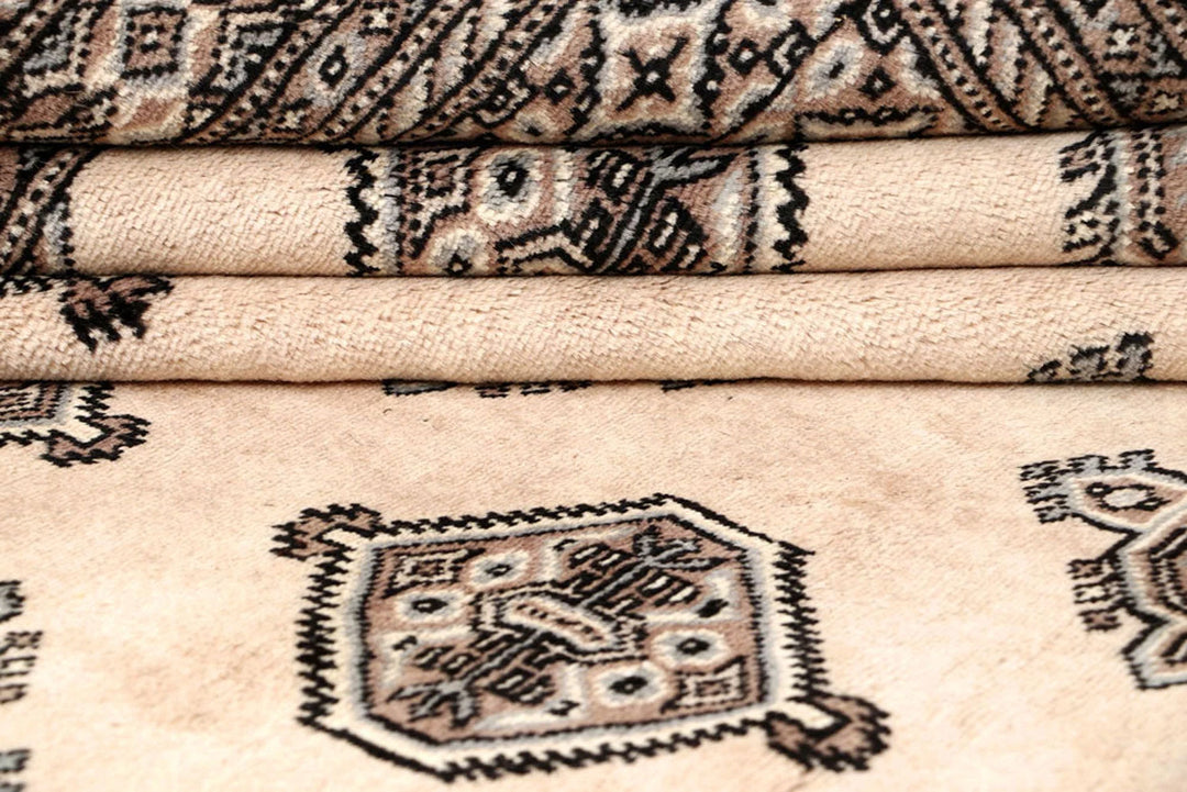 Brown Pakistani Jaldar Rug 6' 7" x 7' 9" Hand-Knotted | No. QA89432