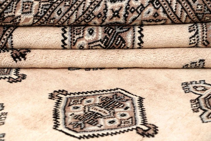 Brown Pakistani Jaldar Rug 6' 7" x 7' 9" Hand-Knotted | No. QA89432