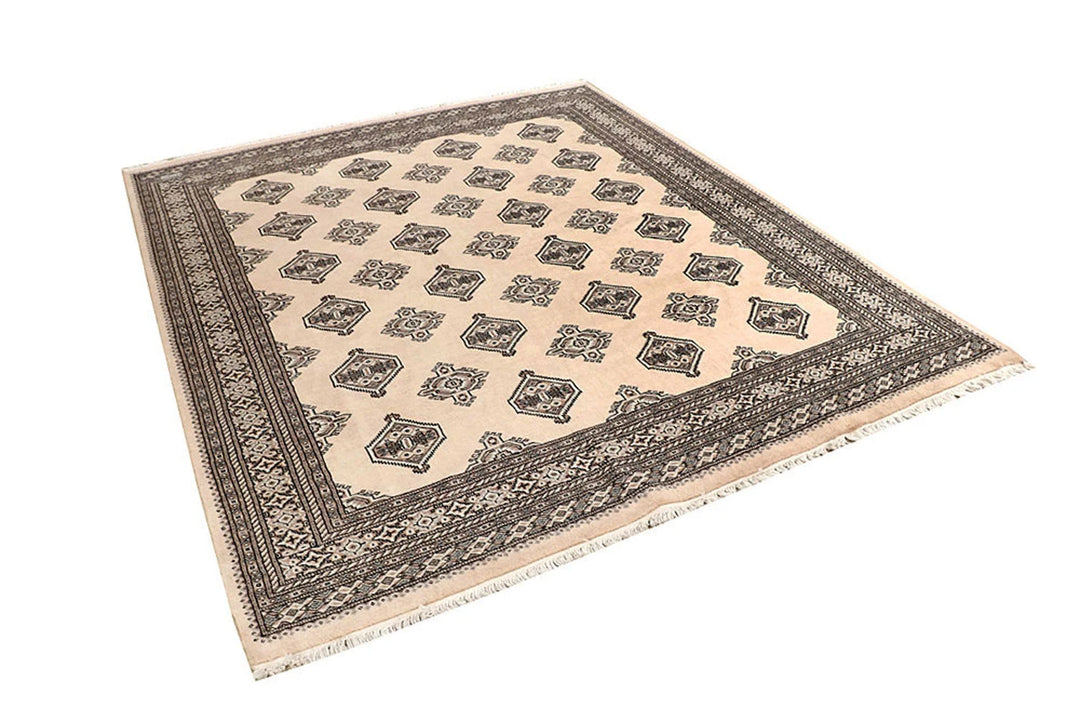 Brown Pakistani Jaldar Rug 6' 7" x 7' 9" Hand-Knotted | No. QA89432
