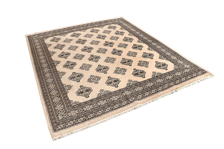 Brown Pakistani Jaldar Rug 6' 7" x 7' 9" Hand-Knotted | No. QA89432
