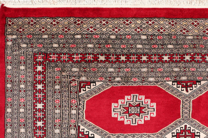 Firebrick Pakistani Jaldar Rug 6' 6" x 10' 1" Hand-Knotted | No. QA89518