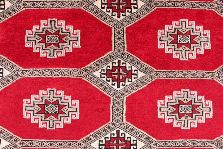 Firebrick Pakistani Jaldar Rug 6' 6" x 10' 1" Hand-Knotted | No. QA89518