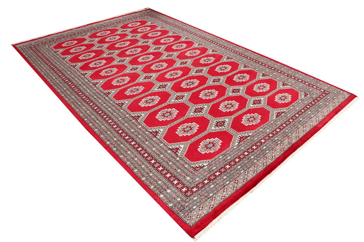 Firebrick Pakistani Jaldar Rug 6' 6" x 10' 1" Hand-Knotted | No. QA89518