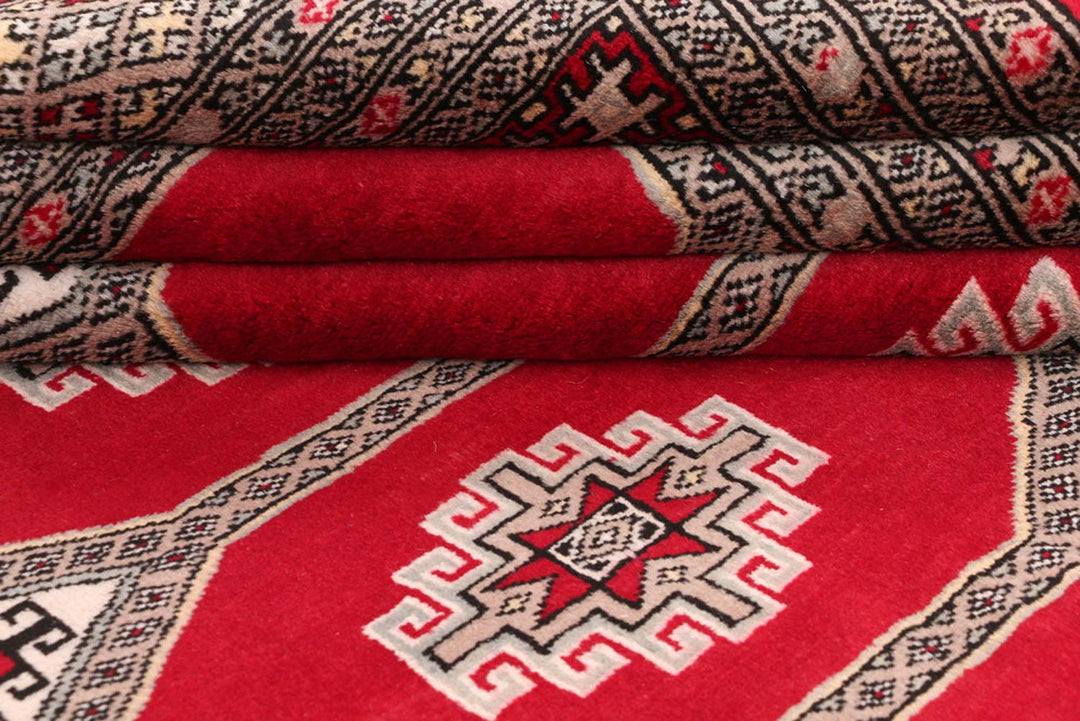 Firebrick Pakistani Jaldar Rug 6' 6" x 10' 1" Hand-Knotted | No. QA89518