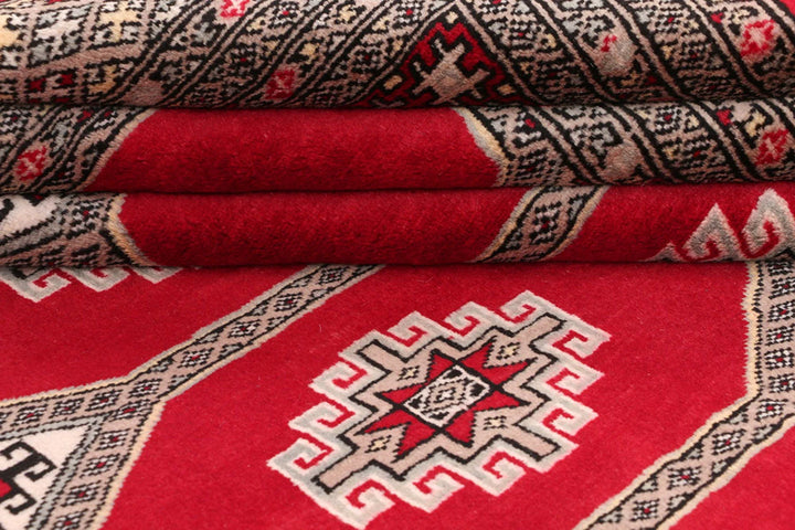 Firebrick Pakistani Jaldar Rug 6' 6" x 10' 1" Hand-Knotted | No. QA89518