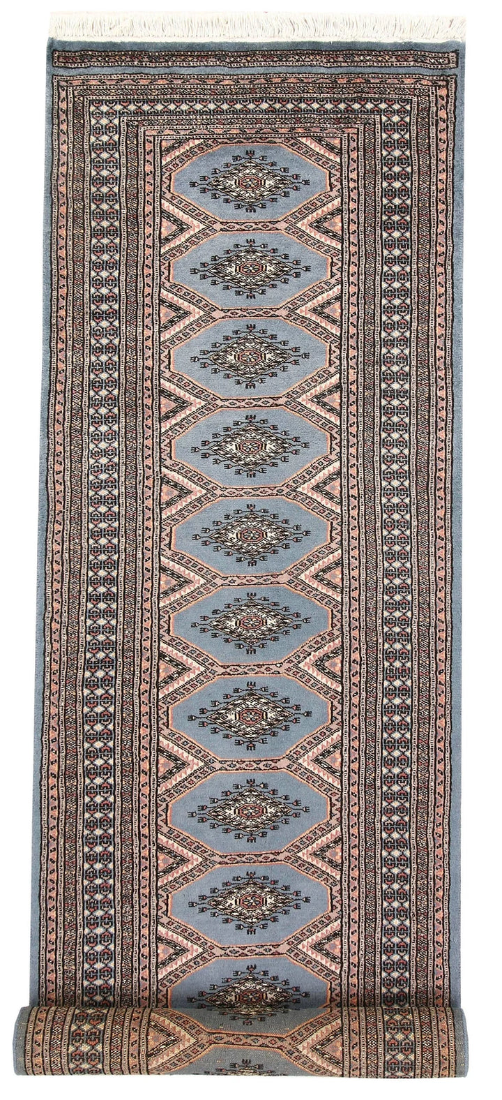 Light Slate Grey Pakistani Jaldar Rug 2' 7" x 9' 11" Hand-Knotted | No. QA89553
