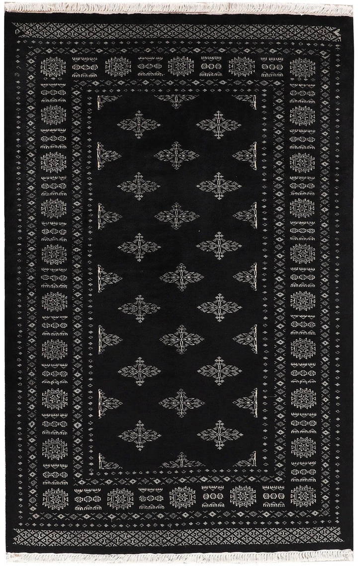 Grey Pakistani Butterfly Rug 4' 1" x 6' 3" Hand-Knotted | No. QA89563