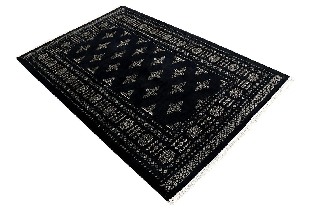 Grey Pakistani Butterfly Rug 4' 1" x 6' 3" Hand-Knotted | No. QA89563
