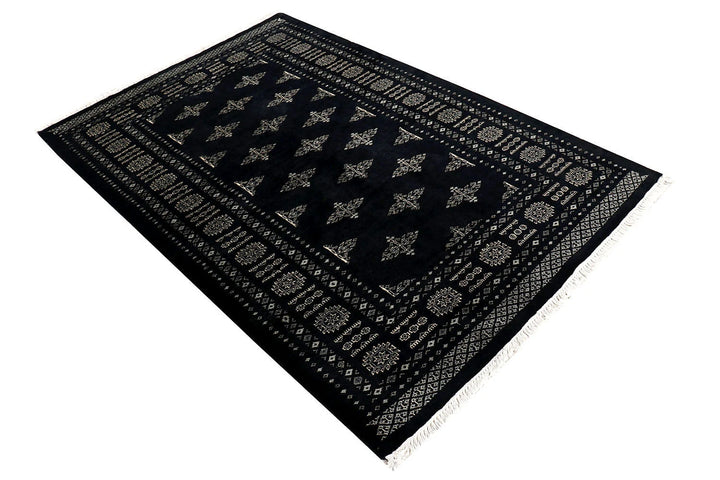 Grey Pakistani Butterfly Rug 4' 1" x 6' 3" Hand-Knotted | No. QA89563