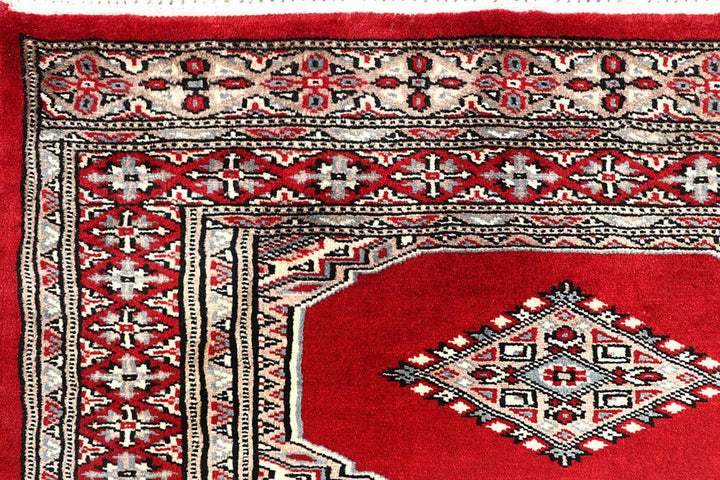 Red Pakistani Jaldar Rug 2' 7" x 10' 1" Hand-Knotted | No. QA89839