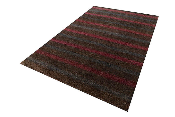 Saddle Brown Pakistani Gabbeh Rug 5'6" x 8'2" Hand-Knotted | No. QA89858
