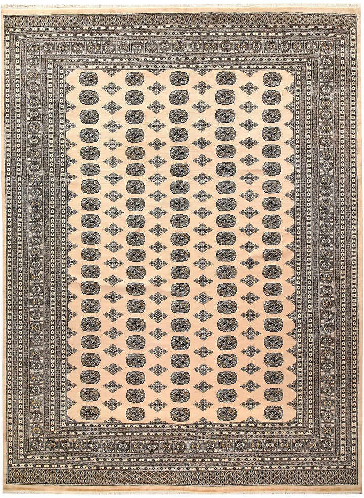 Brown Pakistani Bokhara Rug 9' 3" x 12' 7" Hand-Knotted | No. QA90198