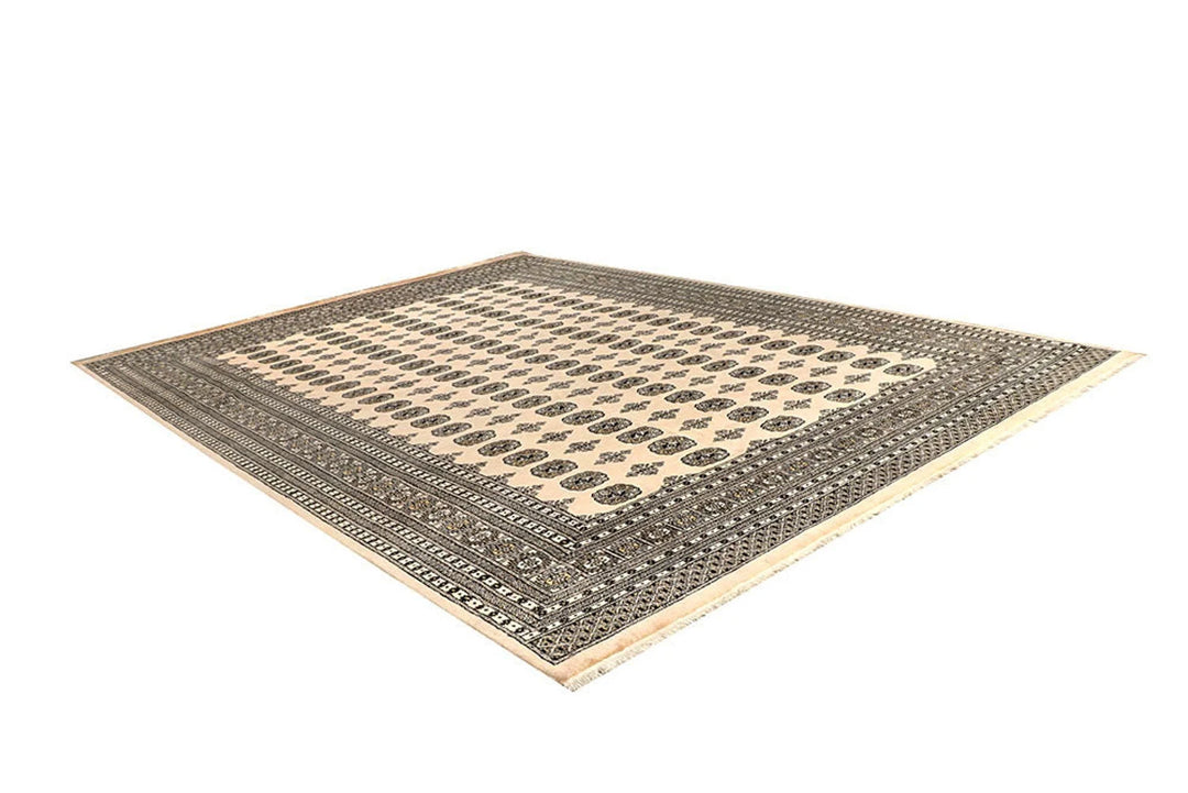 Brown Pakistani Bokhara Rug 9' 3" x 12' 7" Hand-Knotted | No. QA90198