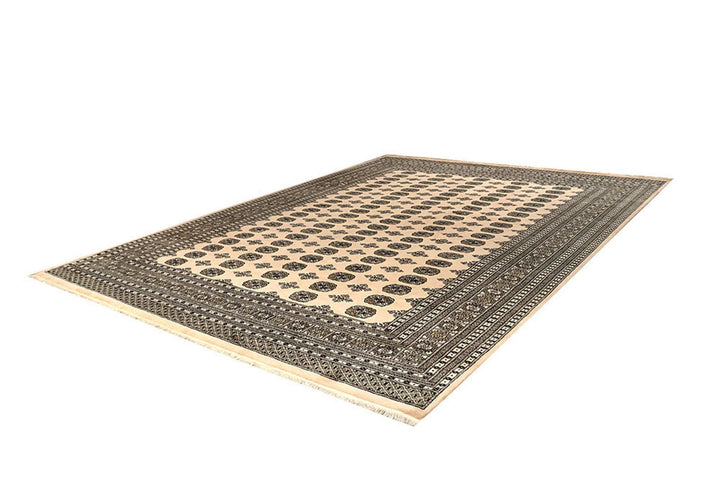 Brown Pakistani Bokhara Rug 9' 3" x 12' 7" Hand-Knotted | No. QA90198