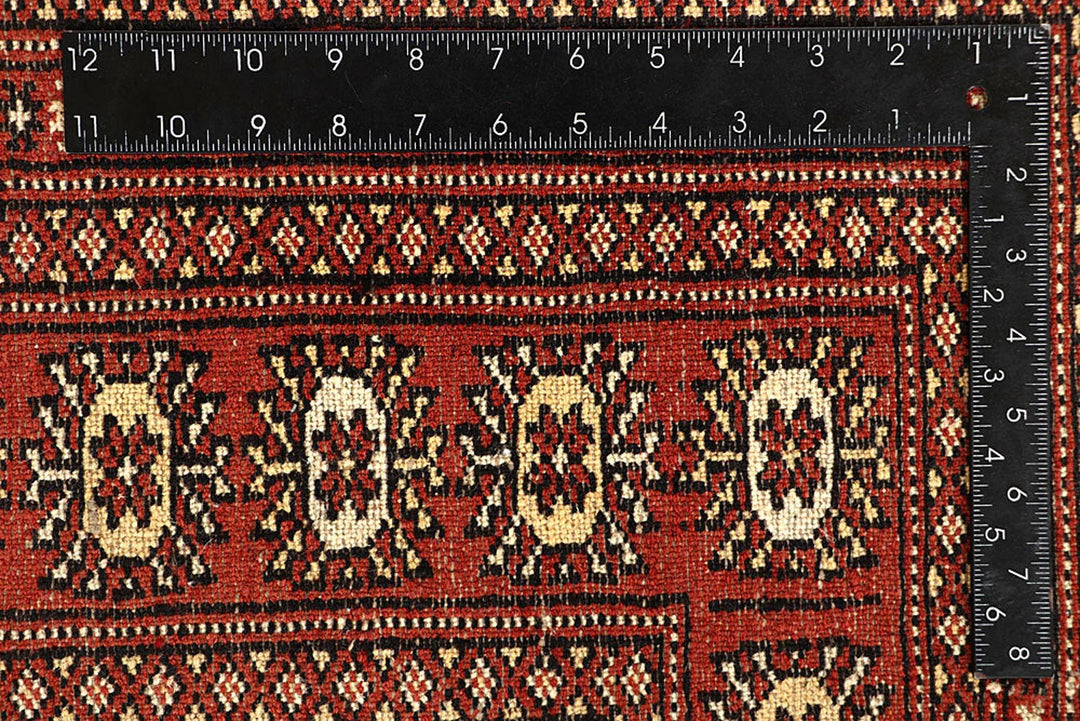 Orange Red Pakistani Bokhara Rug 6' 1" x 9' 1" Hand-Knotted | No. QA90234