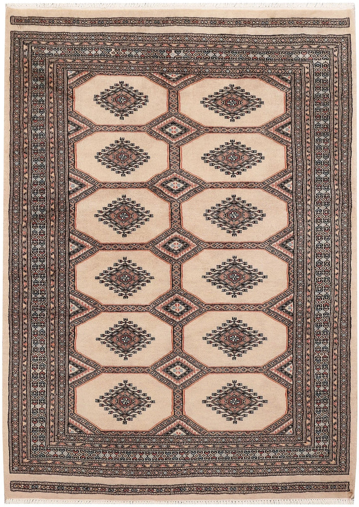 Brown Pakistani Jaldar Rug 4' x 5'7" Hand-Knotted | No. QA90295