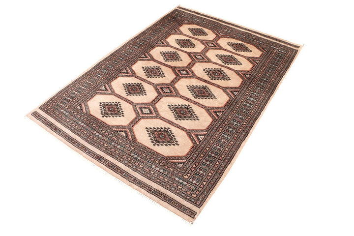 Brown Pakistani Jaldar Rug 4' x 5'7" Hand-Knotted | No. QA90295