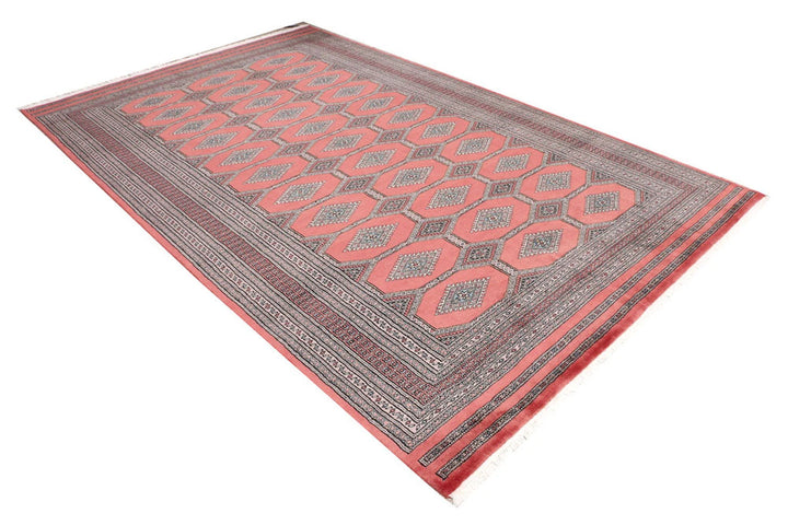 Dark Salmon Pakistani Jaldar Rug 6' 5" x 10' 3" Hand-Knotted | No. QA90393