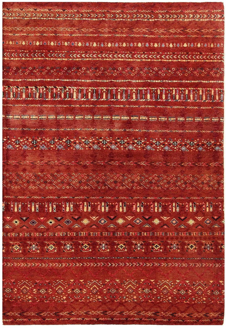 Brown Pakistani Gabbeh Rug 4' 1" x 5' 11" Hand-Knotted | No. QA90441