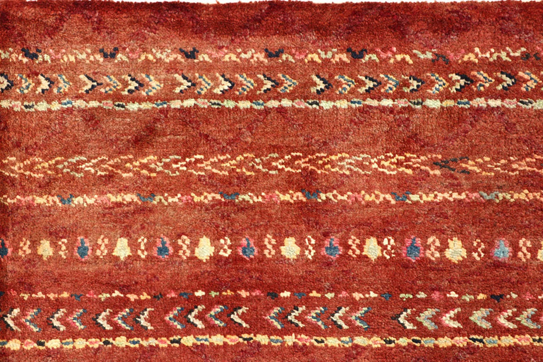 Brown Pakistani Gabbeh Rug 4' 1" x 5' 11" Hand-Knotted | No. QA90441