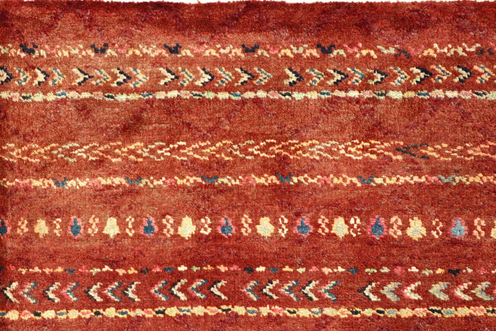 Brown Pakistani Gabbeh Rug 4' 1" x 5' 11" Hand-Knotted | No. QA90441