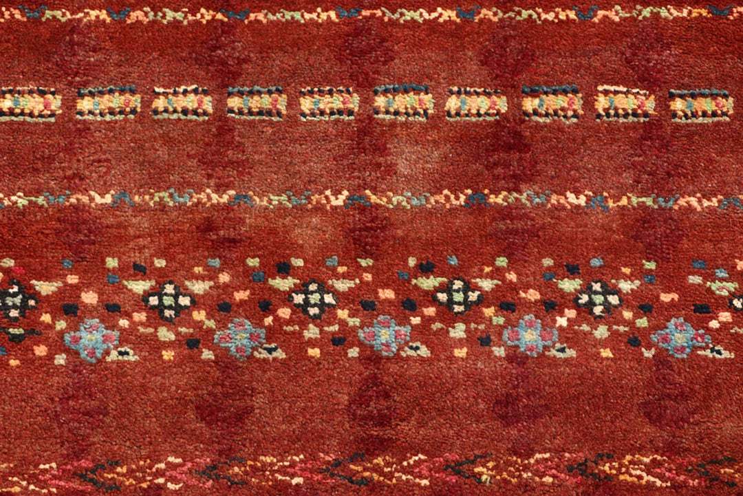 Brown Pakistani Gabbeh Rug 4' 1" x 5' 11" Hand-Knotted | No. QA90441