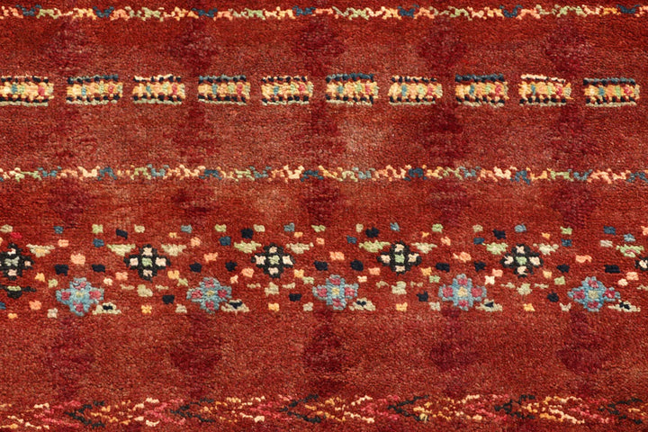 Brown Pakistani Gabbeh Rug 4' 1" x 5' 11" Hand-Knotted | No. QA90441