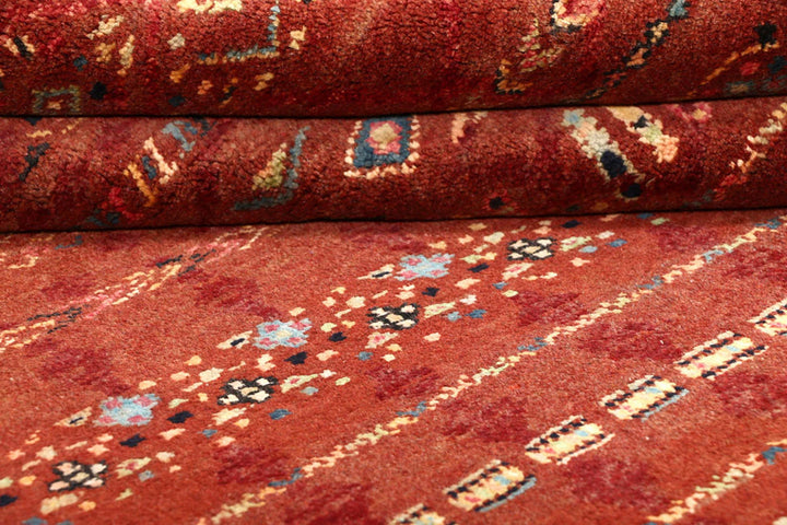 Brown Pakistani Gabbeh Rug 4' 1" x 5' 11" Hand-Knotted | No. QA90441