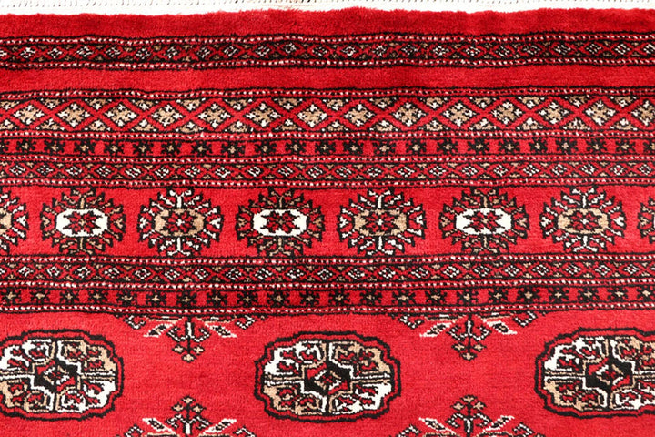 Firebrick Red Pakistani Bokhara Rug 5' 1" x 8' 6" Hand-Knotted | No. QA90462
