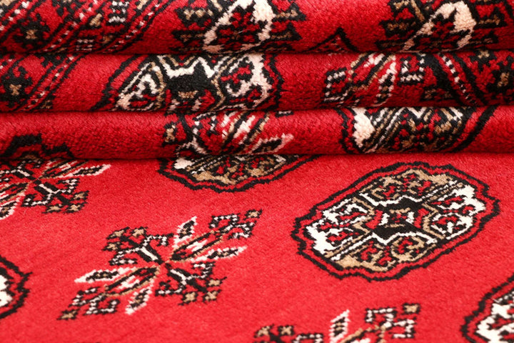 Firebrick Red Pakistani Bokhara Rug 5' 1" x 8' 6" Hand-Knotted | No. QA90462