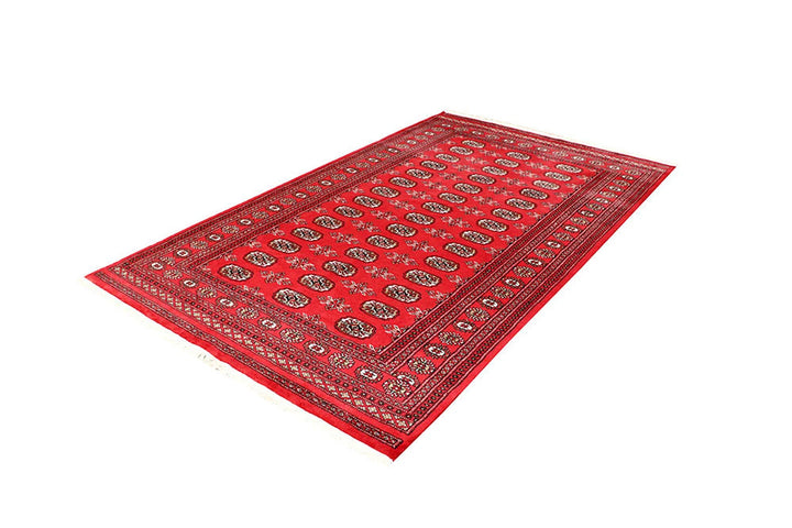 Firebrick Red Pakistani Bokhara Rug 5' 1" x 8' 6" Hand-Knotted | No. QA90462