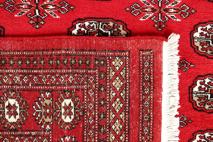 Firebrick Red Pakistani Bokhara Rug 5' 1" x 8' 6" Hand-Knotted | No. QA90462