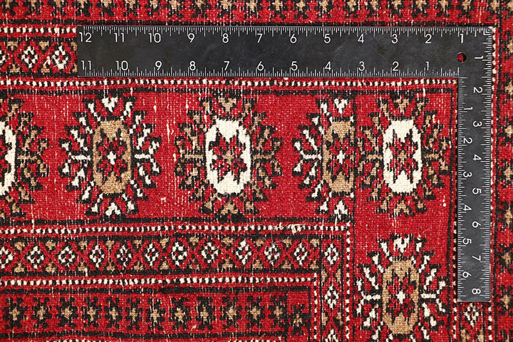 Firebrick Red Pakistani Bokhara Rug 5' 1" x 8' 6" Hand-Knotted | No. QA90462