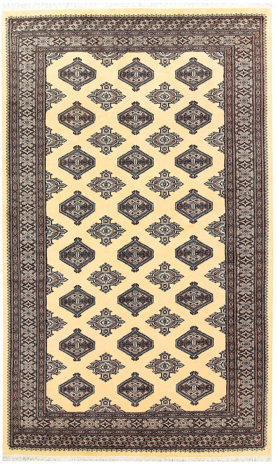 Yellow Pakistani Jaldar Rug 5' x 8'4" Hand-Knotted | No. QA90472