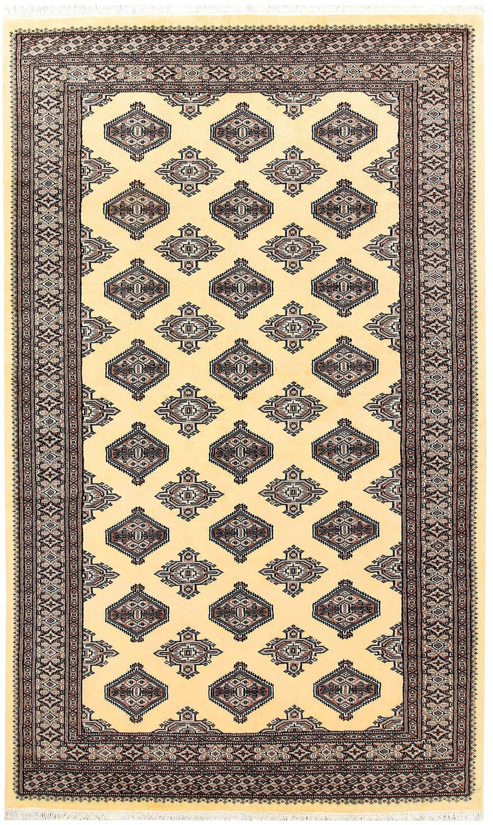 Yellow Pakistani Jaldar Rug 5' x 8'4" Hand-Knotted | No. QA90472