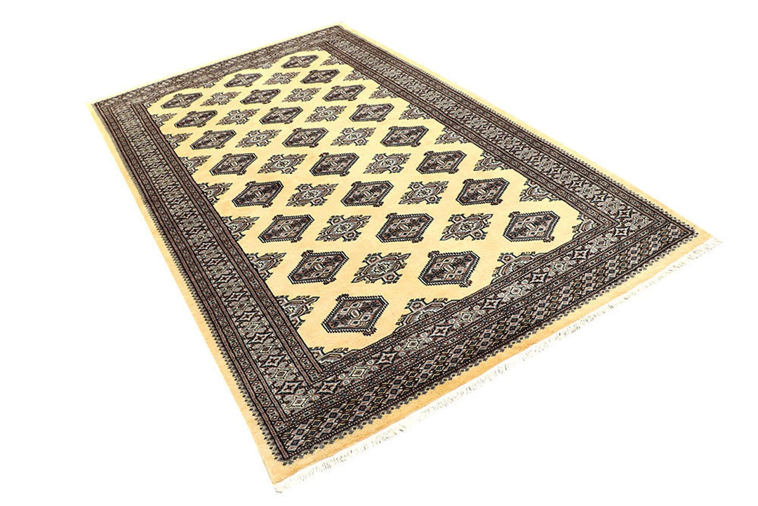 Yellow Pakistani Jaldar Rug 5' x 8'4" Hand-Knotted | No. QA90472